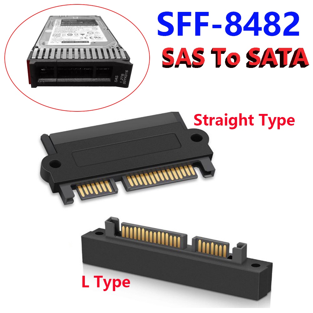 [Hàng có sẵn] SFF-8482 SAS sang SATA 22Pins Bộ chuyển đổi góc chữ L thẳng Bo mạch chủ SAS HDD