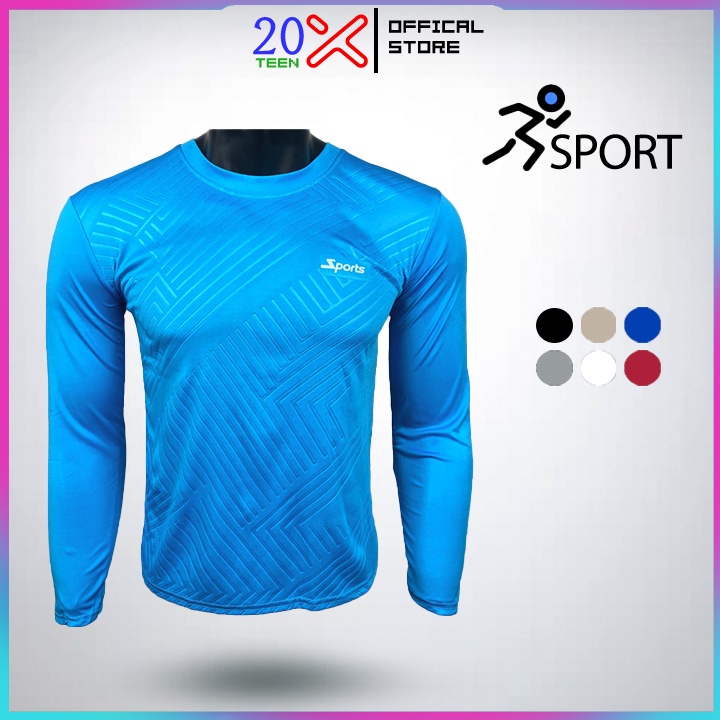 Áo thun nam cổ tròn tay dài thể thao thun lạnh đẹp cao cấp dập vân 20X21X