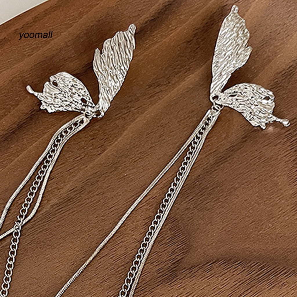 1 Đôi Bông Tai Dáng Dài Hình Bướm Đính Đá Thời Trang Công Sở