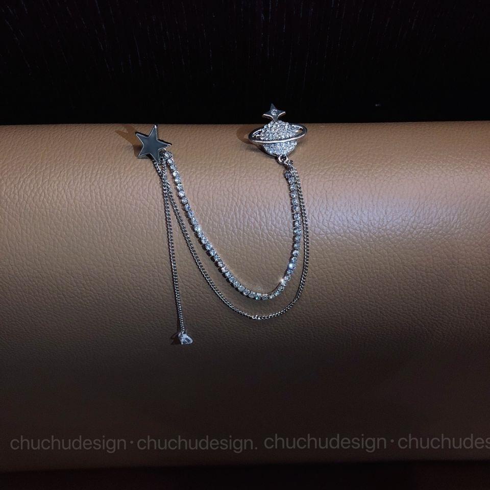 Trâm Cài Áo Dây Xích Tua Rua Hình Hành Tinh Đơn Giản Sang Trọng Phong Cách retro Phù Hợp Với Nam Và Nữ st