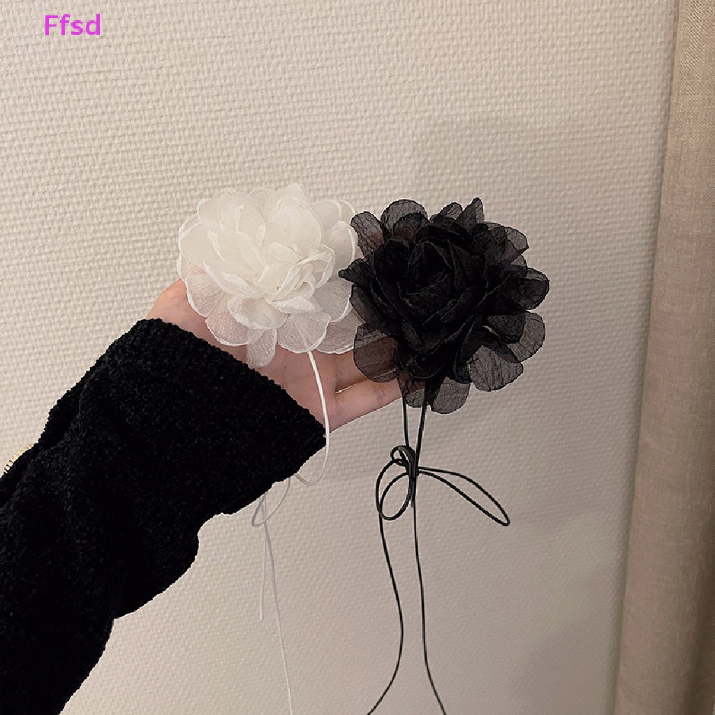 {Ffsd} Vòng cổ Hình Hoa Trà Đen Trắng Lãng Mạn Cổ Điển Thời Trang Nữ Bán Chạy