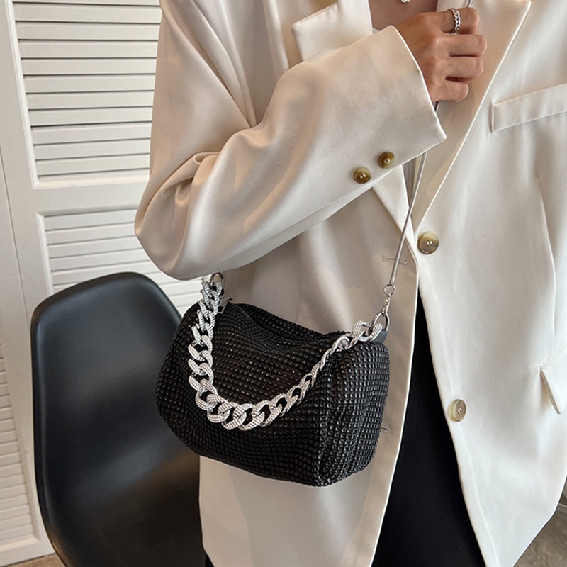 Túi Đeo Chéo Đính Đá Lấp Lánh Thời Trang Sang Trọng Cho Nữ