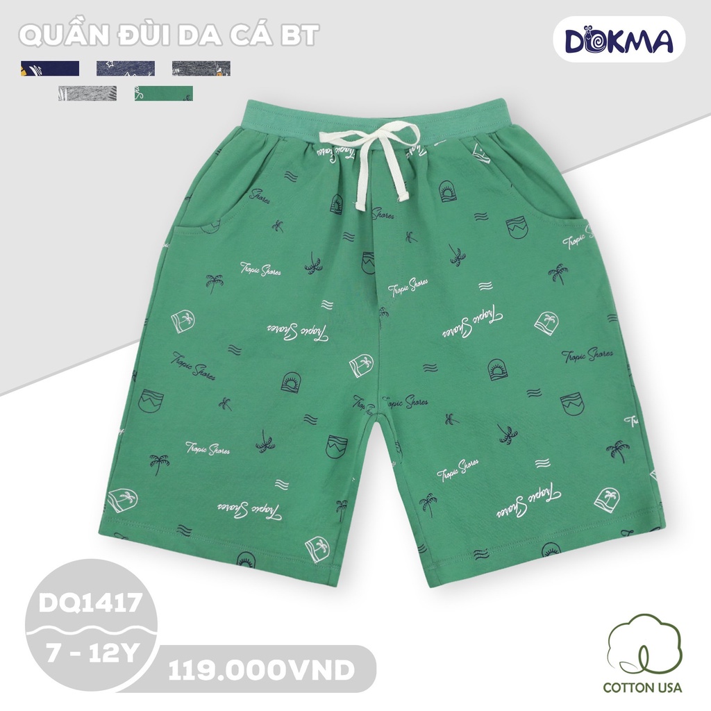 Quần đùi quần ngắn bé trai Dokma - chất cotton dệt da cá mềm mát, co giãn, chống mài mòn