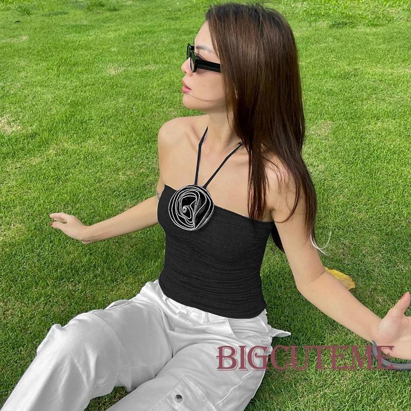 Áo Lửng Hai Dây Họa Tiết Hoa Hồng 3D Thời Trang Quyến Rũ Dành Cho Nữ