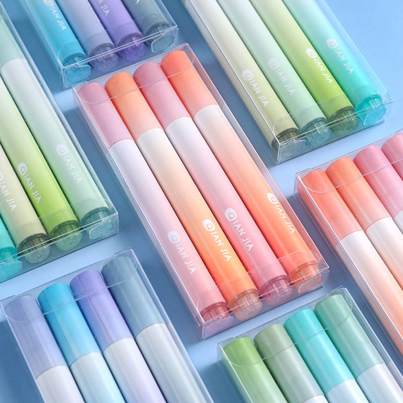 Set 4 Bút Dạ Quang Đầu Mềm Sức Chứa Lớn Màu gradient Cho Học Sinh