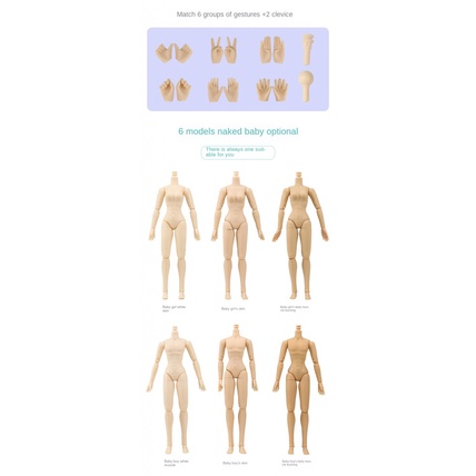 Mô Hình Cơ Thể Búp Bê Nam Nữ 6 Khớp 30cm