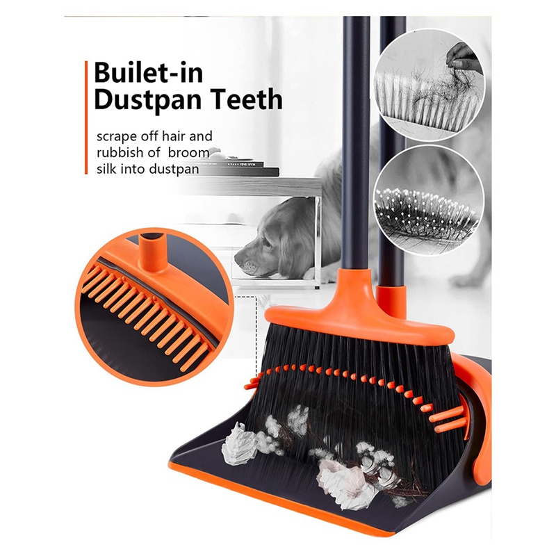 1 Bộ Chổi Và Ky Hốt Rác Đứng Với Tay Cầm Dài 52inch