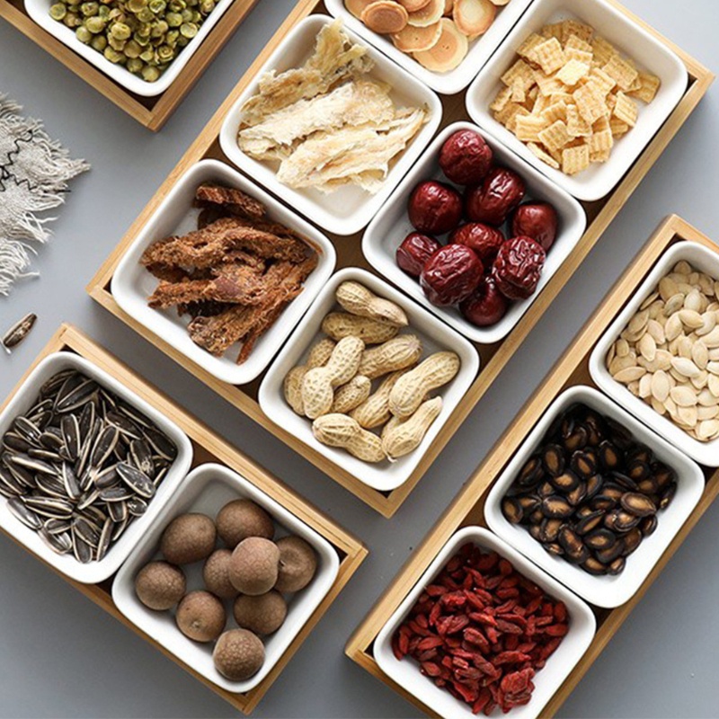 Khay Đựng Gia Vị Chia Ngăn Bằng Gỗ Tre Tiện Dụng Cho Nhà Bếp