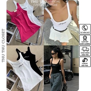Áo ba lỗ chữ thêu 3 màu trắng, hồng, đen siêu đẹp