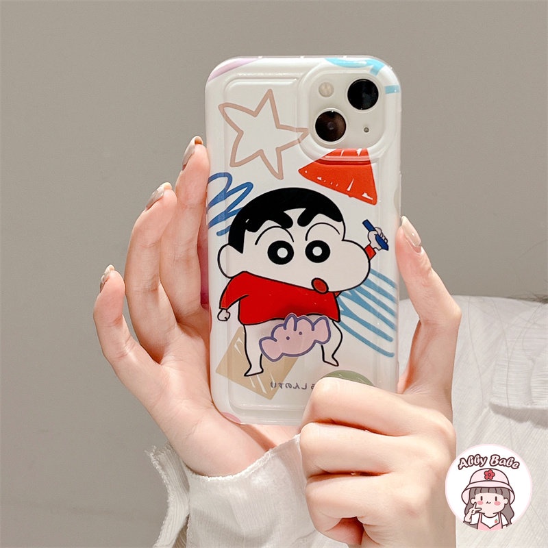 Ốp Điện Thoại TPU Mềm Chống Mồ Hôi In Họa Tiết Hoạt Hình Có Giá Đỡ Chocobi IP 14 Pro Max 11 12 11 Pro Max X XS