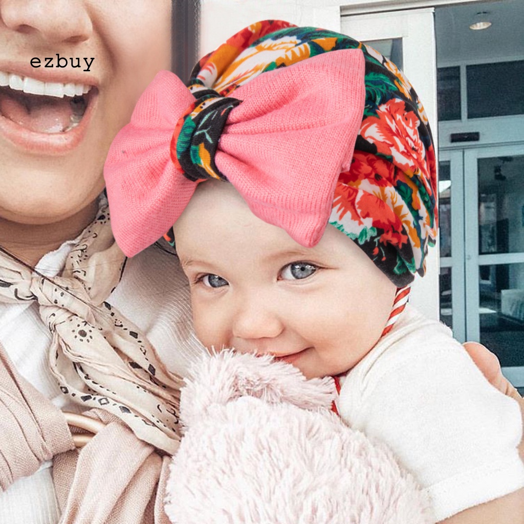 Mũ Turban Thắt Nơ In Họa Tiết Hoa Thân Thiện Với Da Thích Hợp Đi Tiệc Cho Bé