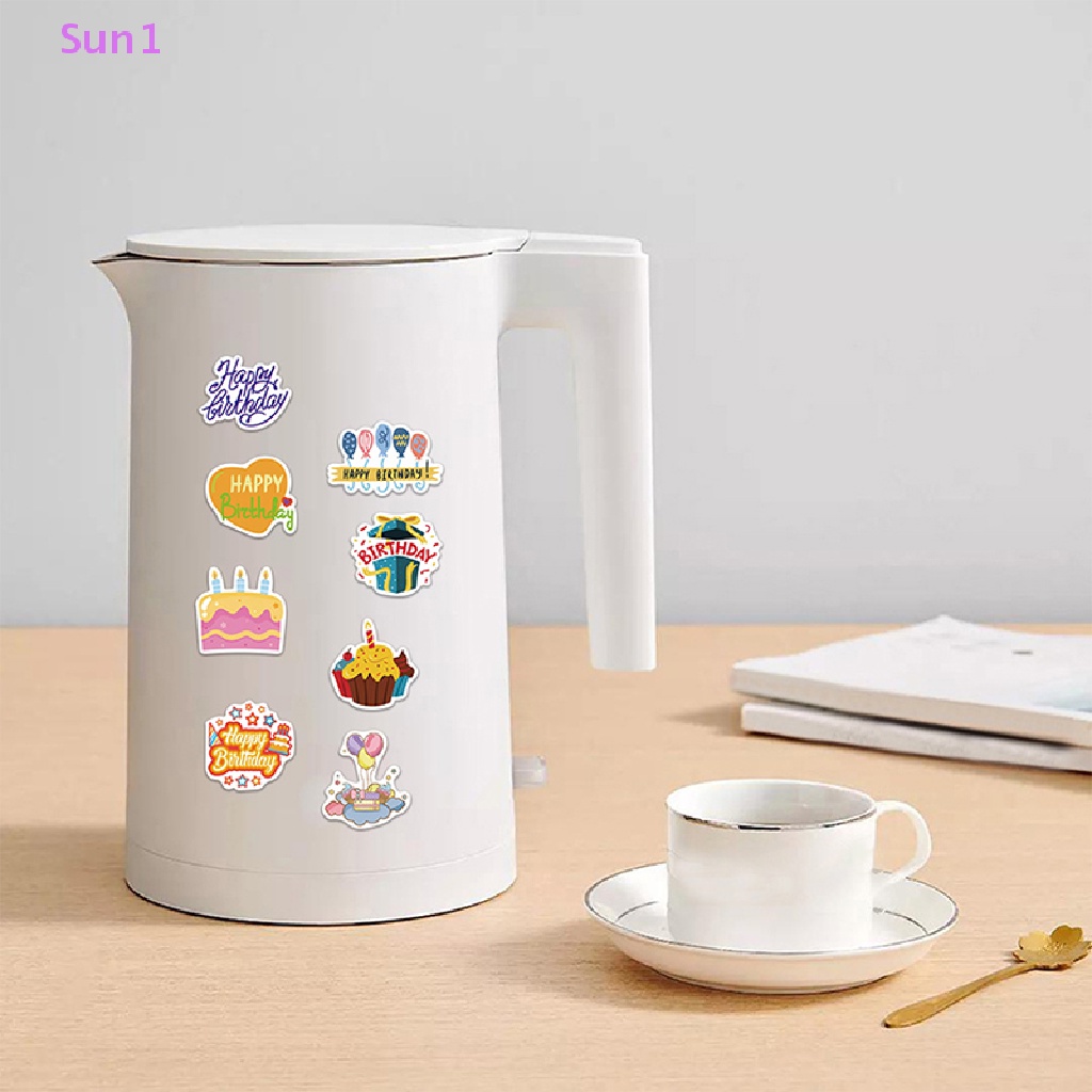 Sun1 &gt; 50 Nhãn Dán Happy Birthday Graffiti Bằng PVC Trang Trí Nhật Ký / Điện Thoại / Tủ Lạnh / Xe Hơi / Ghi Ta / Quà Tặ