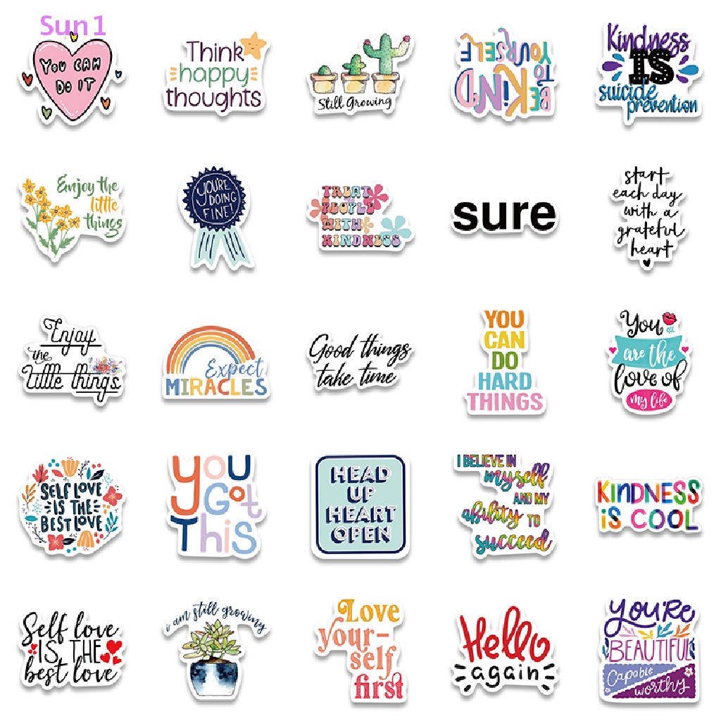 Sun1 > 52 Miếng Dán Đề Can In Câu Nói Truyền Cảm Hứng Bằng Tiếng Anh DIY Trang Trí Sổ Tay / Laptop / Phòng Học Cho Bé