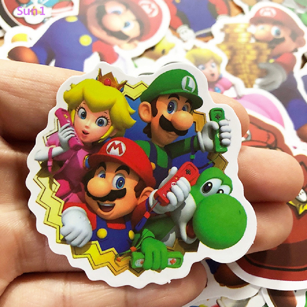 Set 50 Sticker Super Mario Bros Dán Trang Trí Ván Trượt / Laptop / Hành Lý DIY Sun1 >