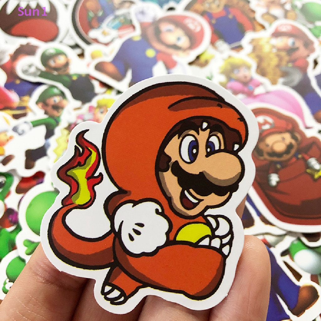 Set 50 Sticker Super Mario Bros Dán Trang Trí Ván Trượt / Laptop / Hành Lý DIY Sun1 >