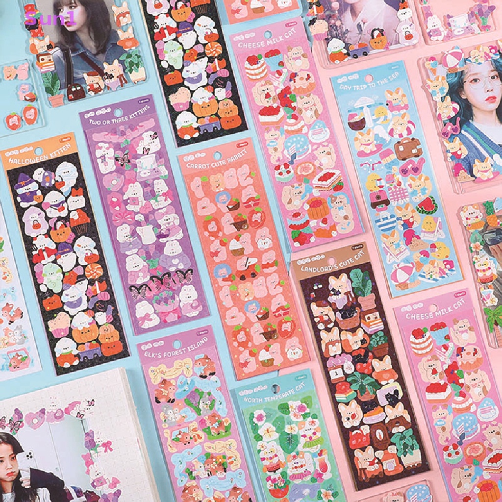 1 Tấm Hình Dán Mèo Dễ Thương Trang Trí Sổ Tay DIY Sun1 >