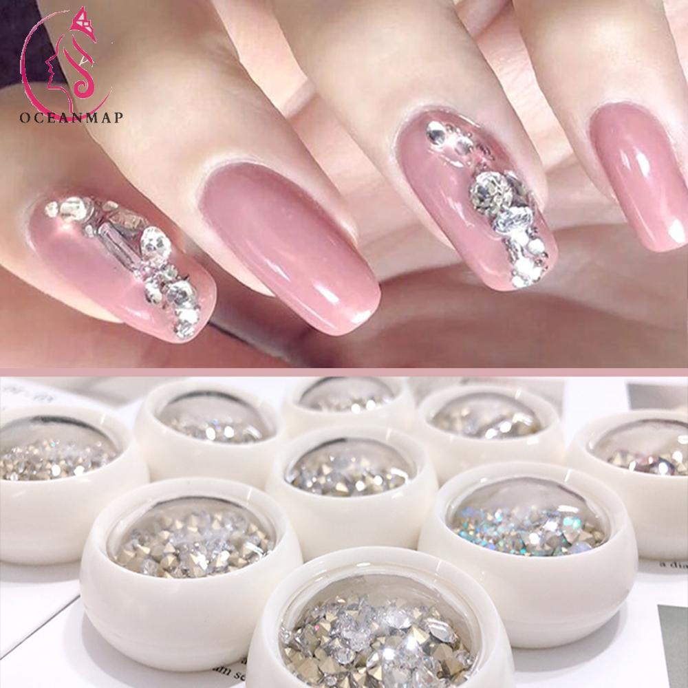 [Hàng mới về] Hộp hạt đá trang trí móng tay nghệ thuật 3D bất đối xứng thời trang