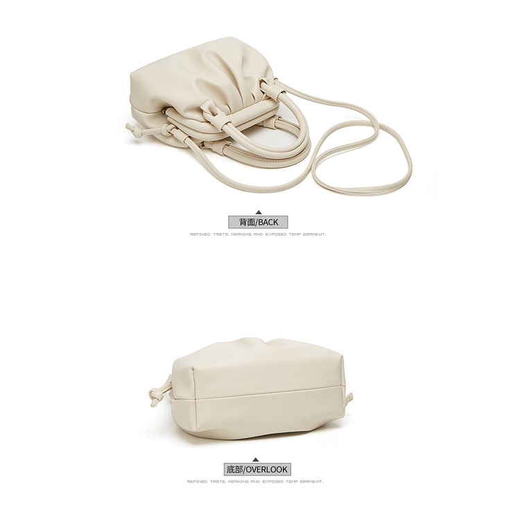 Túi Xách Da PU Màu Trơn Xếp Ly Xinh Xắn Hợp Thời Trang