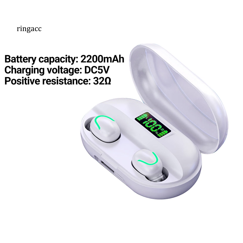 Tai Nghe Nhét Tai Bluetooth 5.0 Không Dây RGA T2 Âm Thanh Nổi Giảm Tiếng Ồn Có Đèn LED Chất Lượng Cao