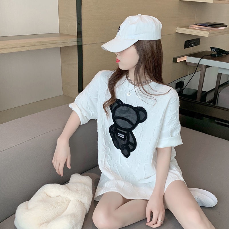 Áo Thun Tay Ngắn Cổ Tròn Dáng Rộng Thời Trang Thu Đông Cho Nữ