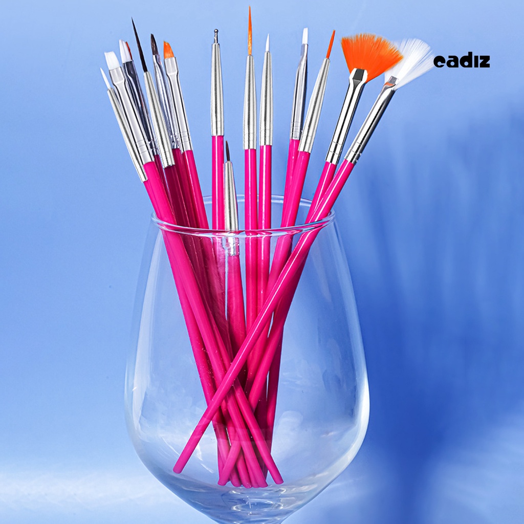 Bộ 15 Cọ Vẽ Móng Tay Ngòi Mảnh Đầu Cọ Mềm Không Phai Màu Hiệu Ứng Gradient DIY