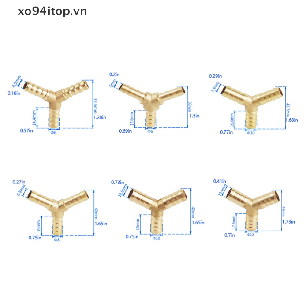 1 Đầu Nối Ống Nước Chữ T Bằng Đồng Thau 2 3 4