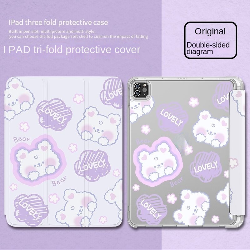 Bao Da Máy Tính Bảng Nắp Gập Ba Ngăn Đựng Bút Cho iPad Air4 2021 Pro 11 gen9 gen8 gen710.2 7th 8th Air3 / Pro 10.5 mini4 / 5 Ốp