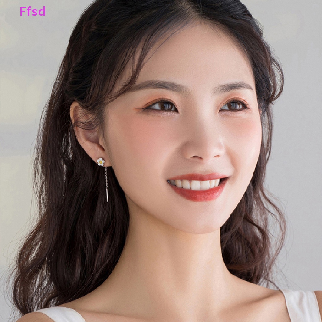 {Ffsd} Bông Tai Bạc 925 Tua Rua Hình Hoa Hướng Dương Cho Nữ * Hàng Bán Chạy