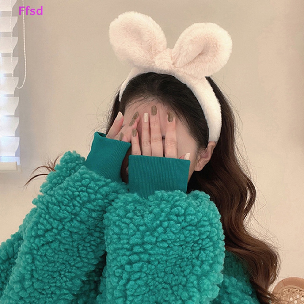 1 Băng Đô Tai Thỏ Bằng Lông Nhung Màu Trơn Dành Cho Nữ