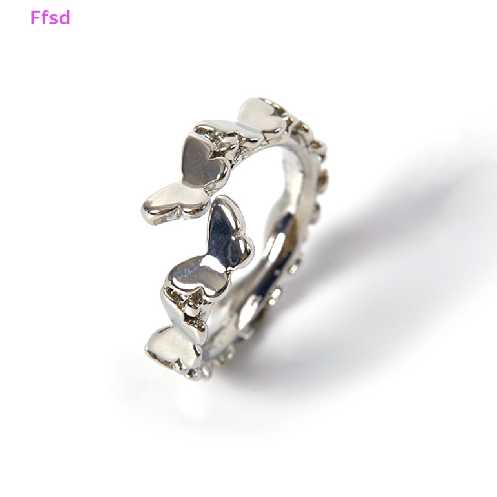 {Ffsd} Nhẫn Hình Bướm Màu Bạc Điều Chỉnh Được Thiết Kế Sáng Tạo Thời Trang Dành Cho Nam Và Nữ Làm Quà Tặng Trang Sức *