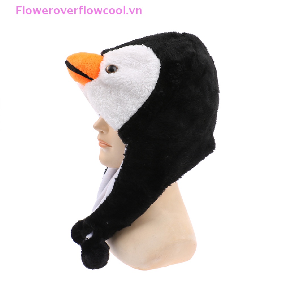1 Mũ Trùm Đầu Giữ Ấm Hình Chim Cánh Cụt Hoạt Hình
