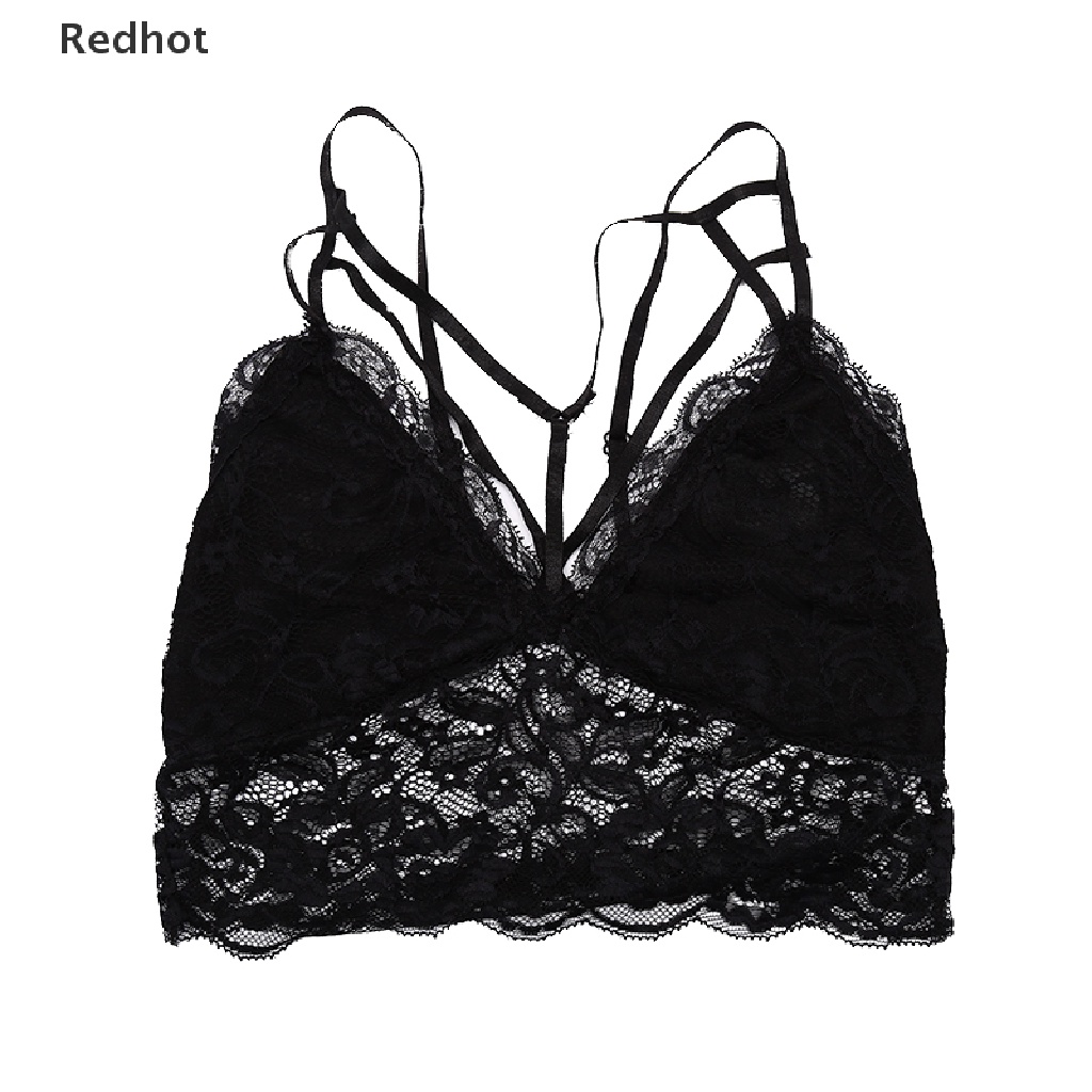 &lt; Redhot &gt; Áo Lót Crop Top Nữ Phối Ren Cổ Chữ V Thời Trang