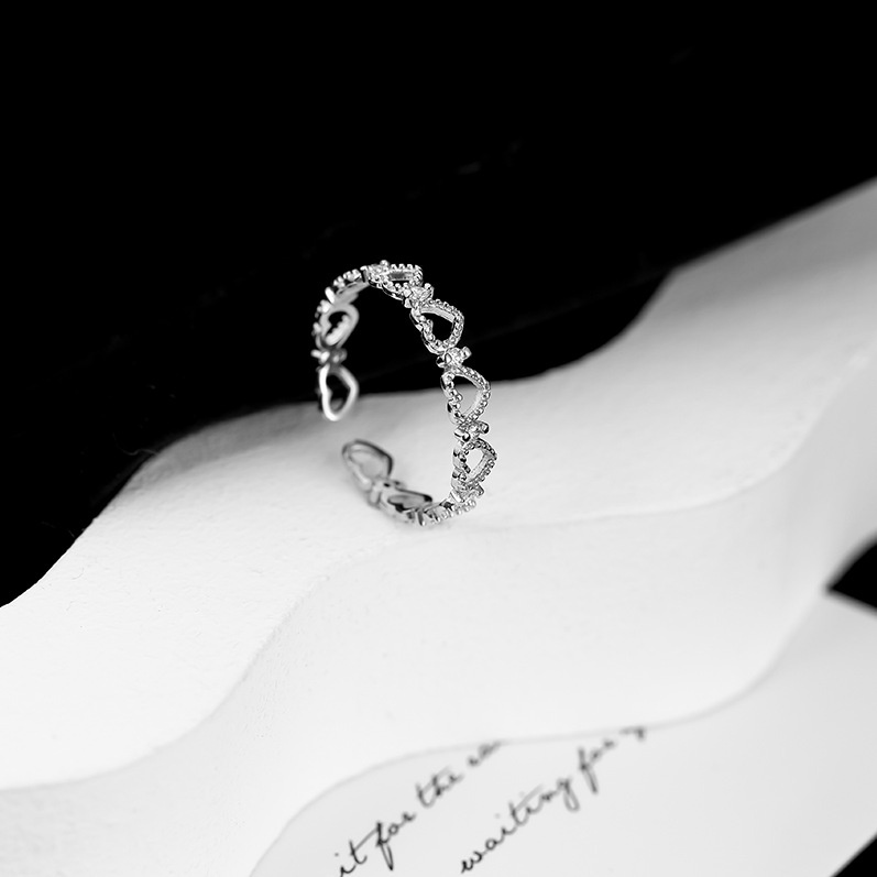 Nhẫn Hở Hình Trái Tim Đính Đá Ngọt Ngào Cho Nữ