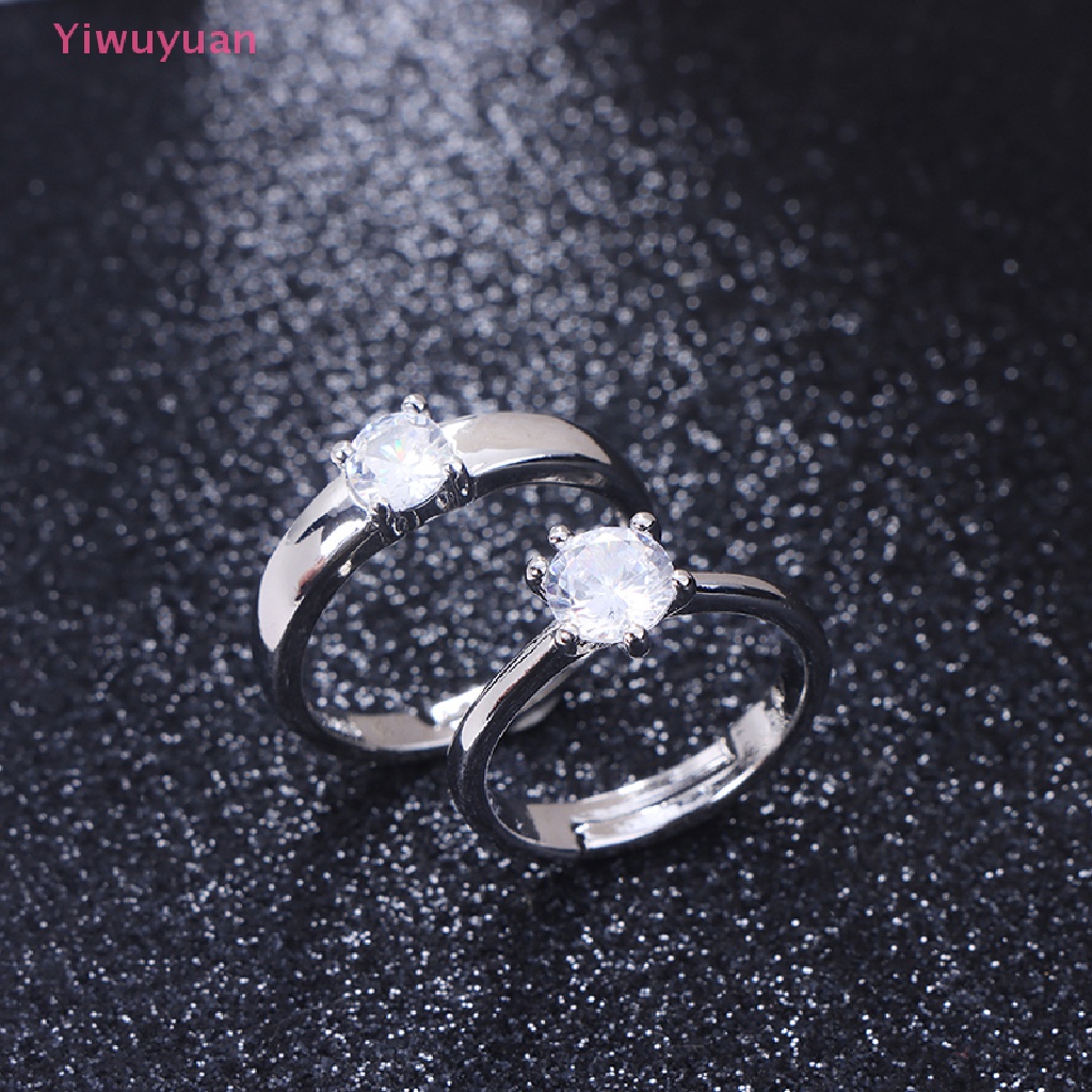 1 Cặp Nhẫn Đính Hôn Đính Đá Cổ Điển Có Thể Điều Chỉnh Kích Cỡ Mới