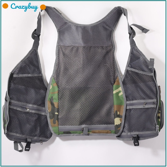 Cr Áo Khoác Câu Cá Không Tay Bằng Vải Oxford Nhiều Túi Thoáng Khí Dành Cho Nam