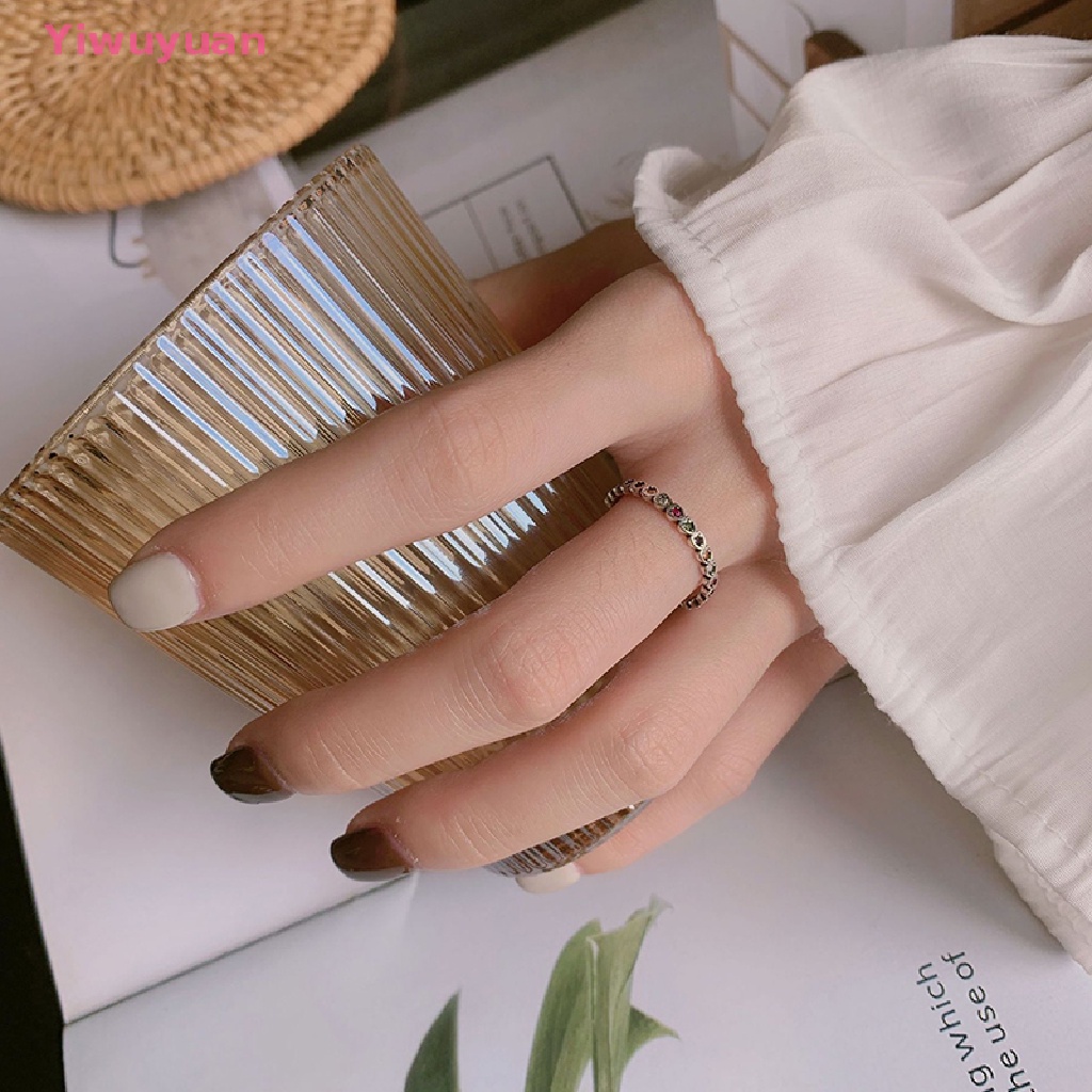 < Yiwuyuan > Nhẫn Hở Mạ Bạc 925 Đính Đá zircon Hình Trái Tim Sang Trọng Cho Nữ