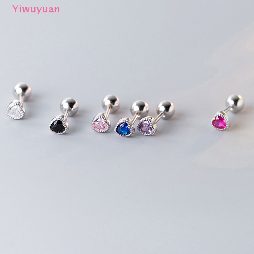 1 Đôi Khuyên Tai Hình Trái Tim Đính Đá Zircon Thời Trang Mới