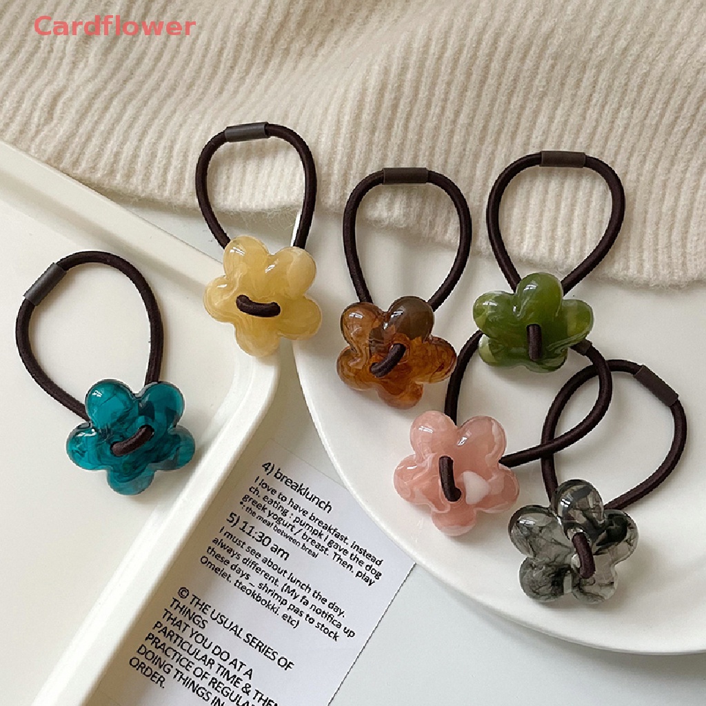 Dây Buộc Tóc Cao Su Co Giãn Đính Hoa Phong Cách Hàn Quốc Cho Nữ