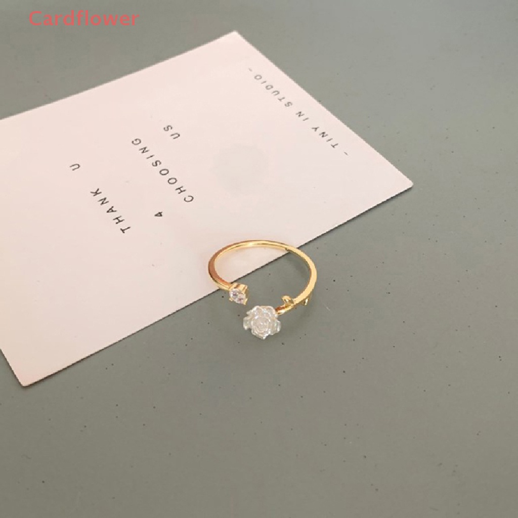 < Cardflower > Nhẫn Hở Hình Hoa Trà Dễ Thương Nhẹ Nhàng Và Xinh Xắn Có Thể Điều Chỉnh Làm Quà Tặng Thời Trang Cho Bạn Gái