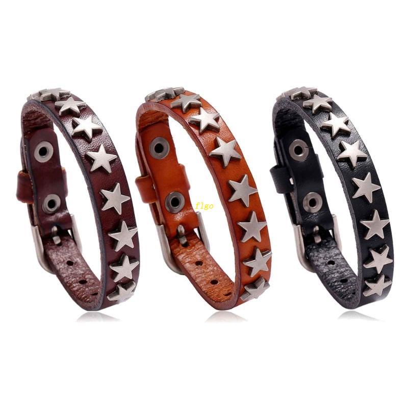 Vòng Đeo Tay Bằng Da Phong Cách Punk Rock Cá Tính Cho Nam Và Nữ