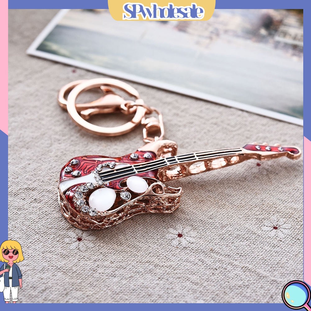 <SPwholesale> Móc Khóa Hình Đàn Ghi Ta Đính Đá Thời Trang