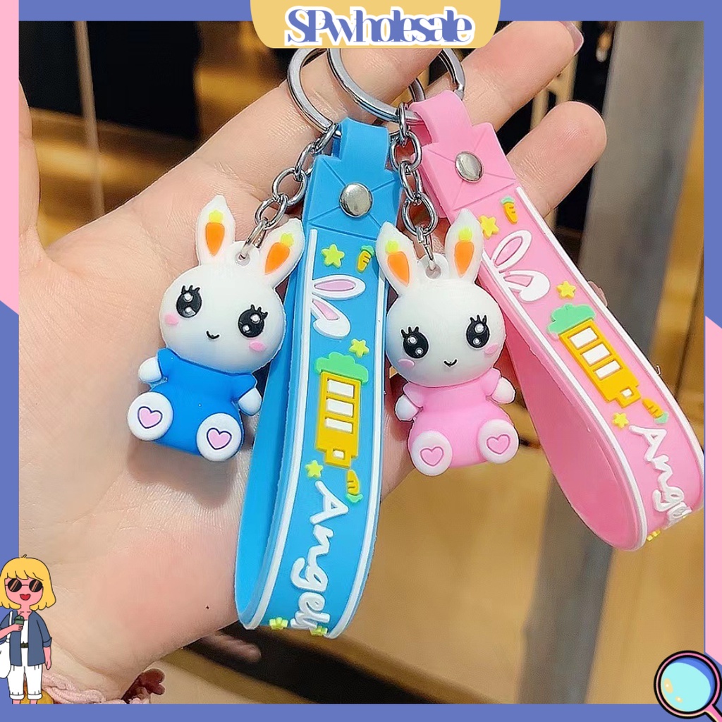 <SPwholesale> Móc Khóa Búp Bê Thỏ Hoạt Hình Ba Chiều Màu Sắc Sống Động Trang Trí Ba Chiều