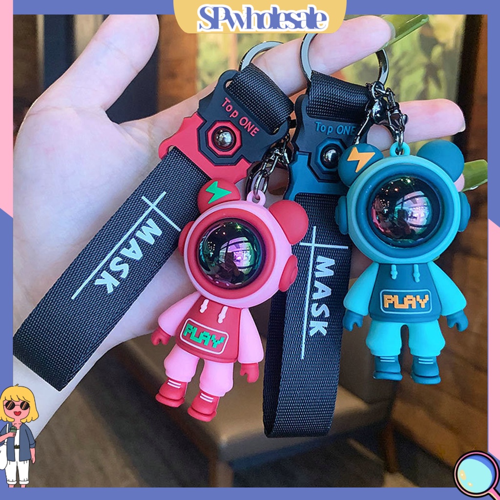 <SPwholesale> Móc Khóa Hình Gấu Bằng Nhựa PVC Chống Rơi Phối Tua Rua Dễ Thương