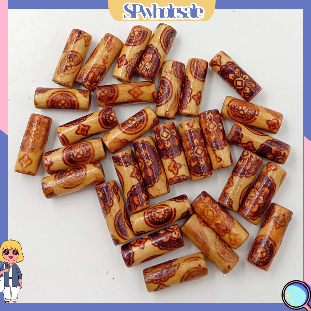 <SPwholesale> Set 100 Hạt Gỗ Họa Tiết Hỗn Hợp Làm Trang Sức Thủ Công DIY