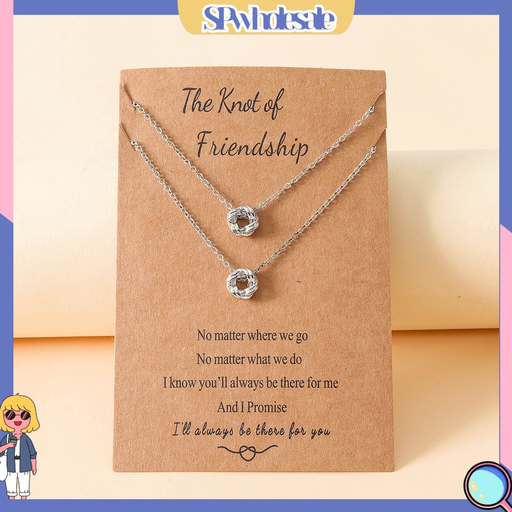 <SPwholesale> Set 2 / 3 Dây Chuyền Mặt Hình Học Thắt Nút Bằng Đồng Sáng Có Thể Điều Chỉnh Cho Nữ