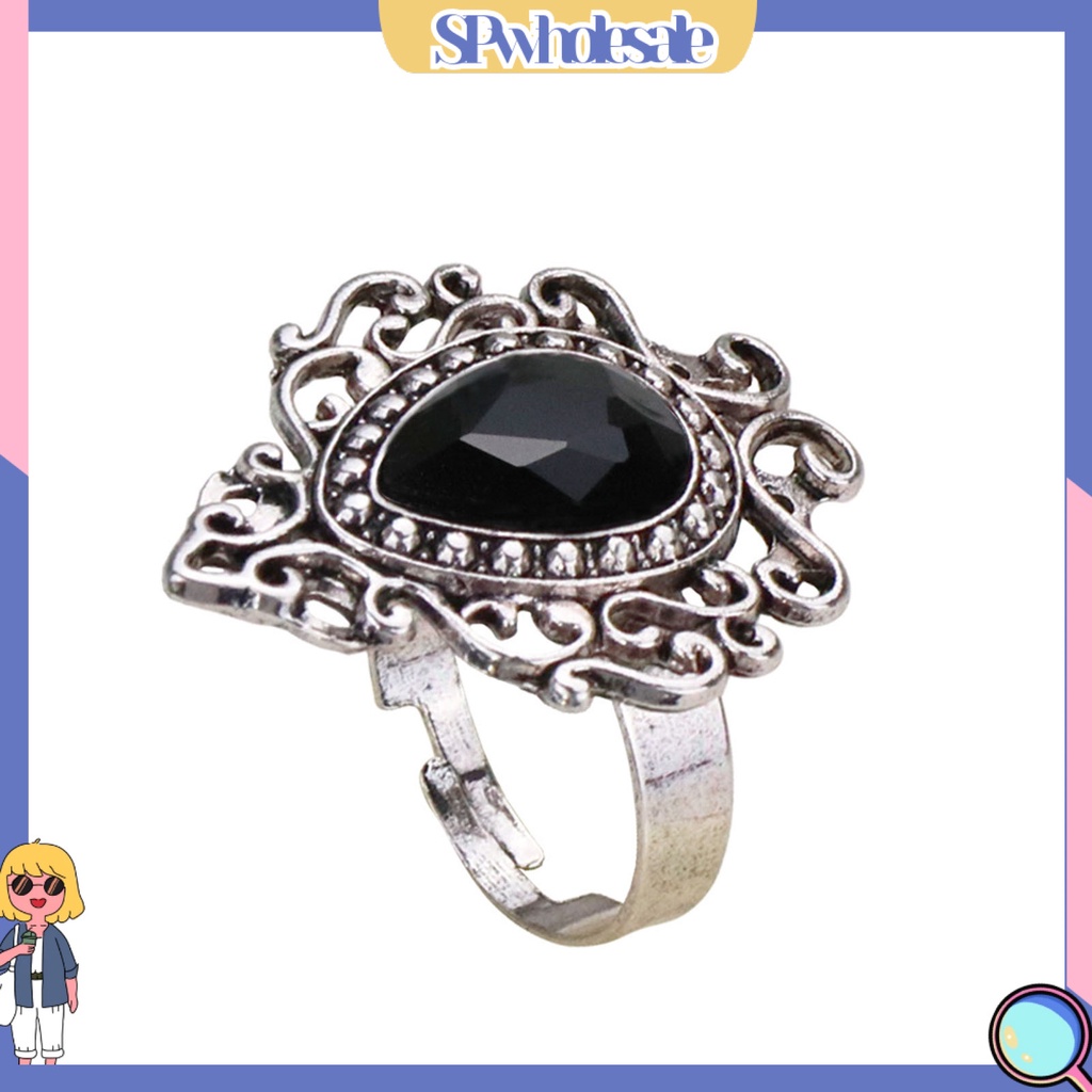 <SPwholesale> Nhẫn Hợp Kim Đính Đá Nhân Tạo Hình Trái Tim Phong Cách Bohemia