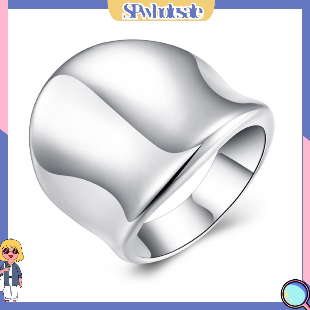 <SPwholesale> Nhẫn Hợp Kim Mạ Bạc Kiểu Dáng Đơn Giản Thời Trang