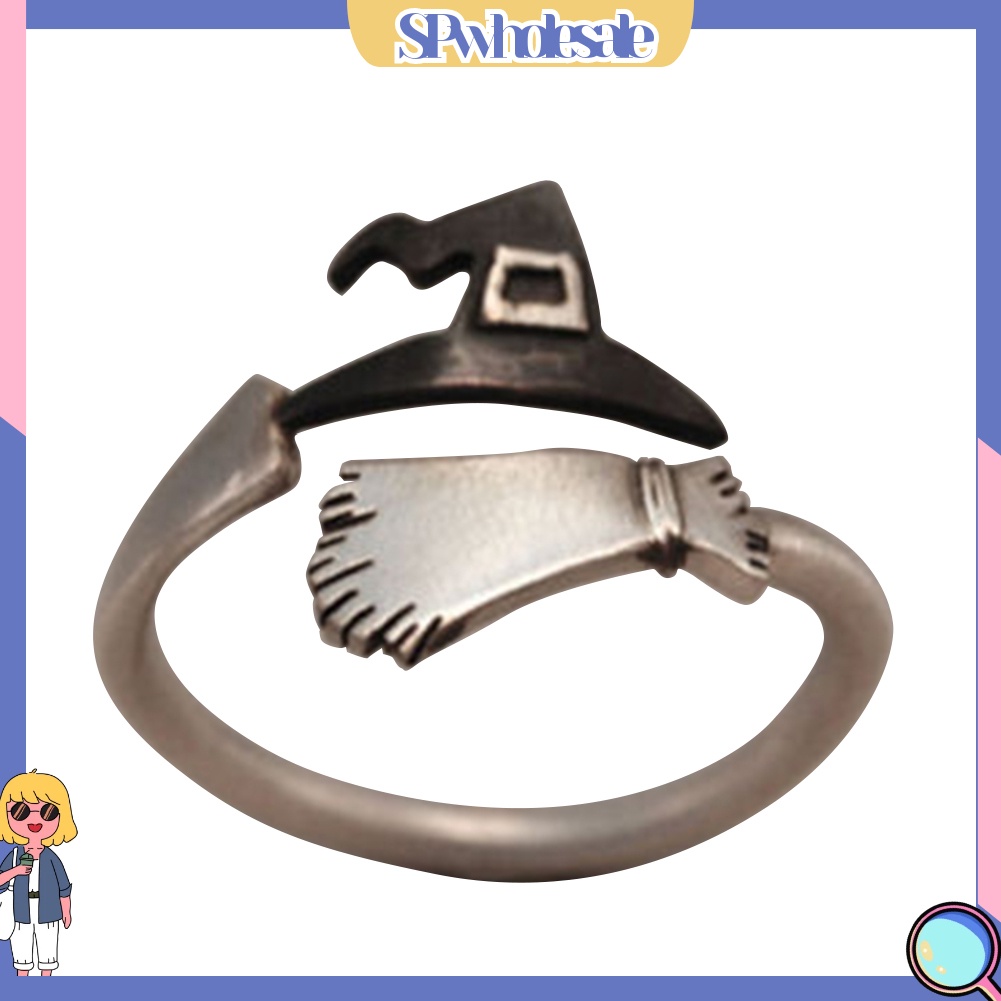 <SPwholesale> Nhẫn Dạng Hở Hình Nón Phù Thủy Có Thể Điều Chỉnh Được Dùng Làm Quà Tặng Trang Sức Cho Nữ Dịp Halloween >