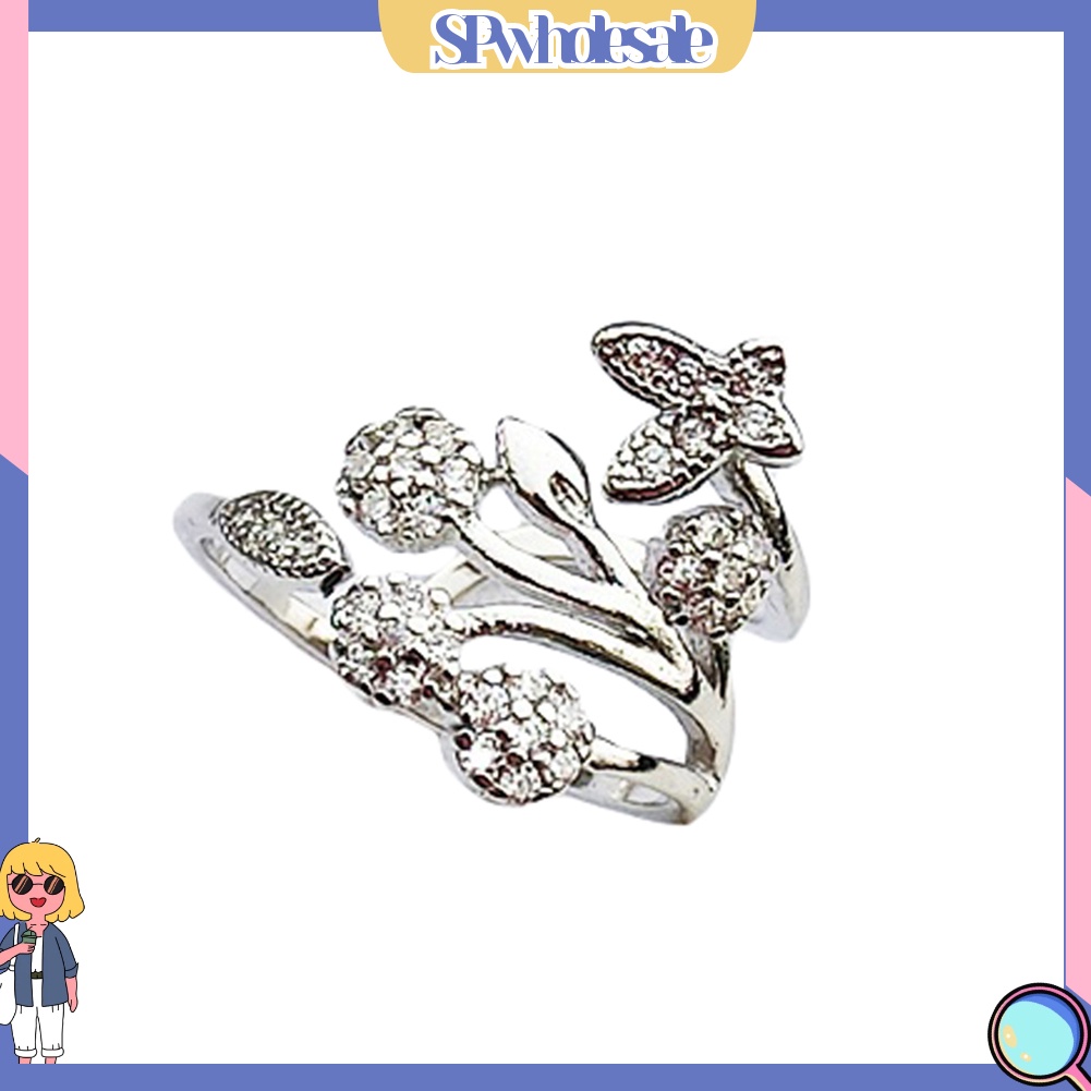 <SPwholesale> Nhẫn Đính Hôn Bạc Họa Tiết Bướm Đáng Yêu Dành Cho Nữ