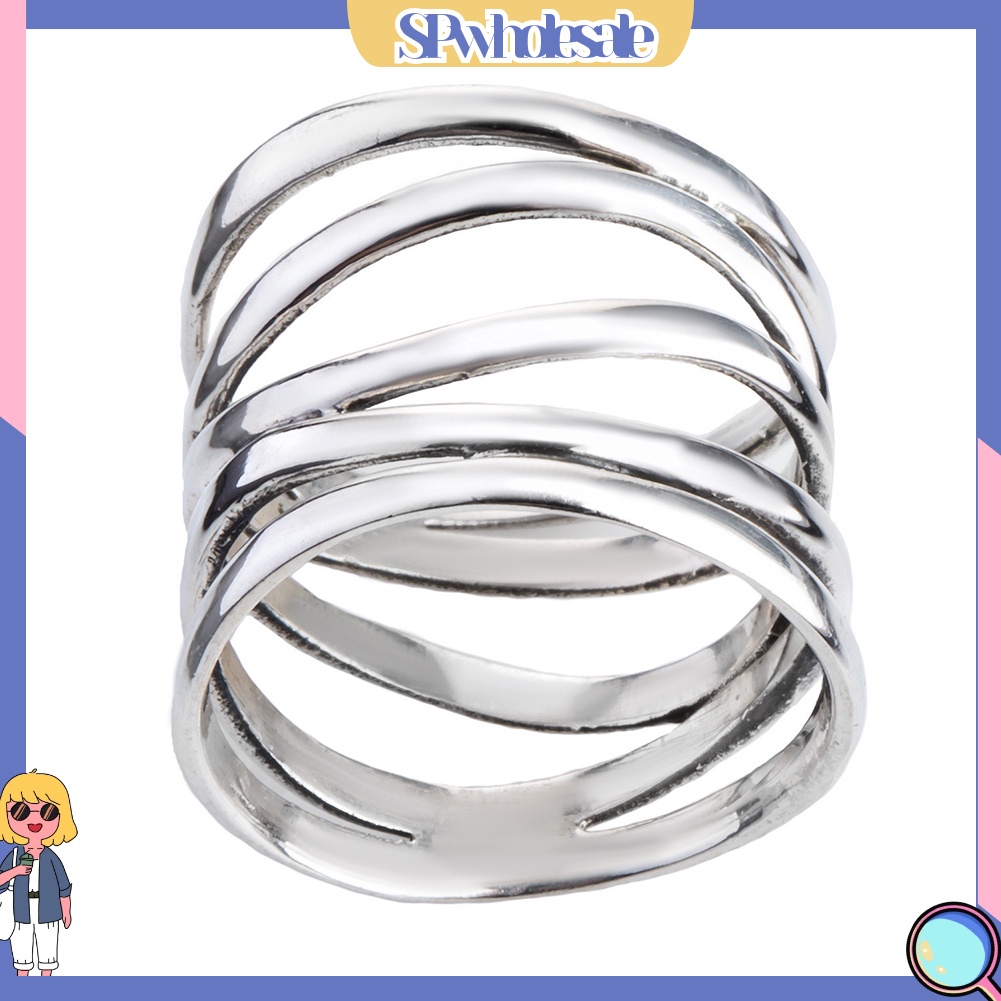 <SPwholesale> Nhẫn Đính Hôn Bản Rộng 5 Vòng Xoắn Thời Trang Cho Nữ